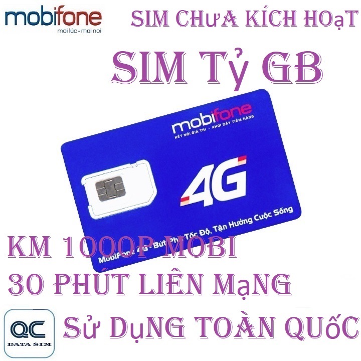 Freeship - chưa kích hoạt sim 4g mobifone data không giới hạn xem phim thả ga 1000 phút mobi 30 phút liên mạng