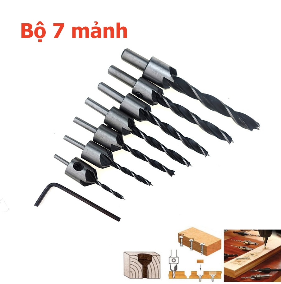 7 chiếc hss 3mm-10mm 5 mũi khoan sáo mũi khoan đặt mũi khoan chế biến gỗ