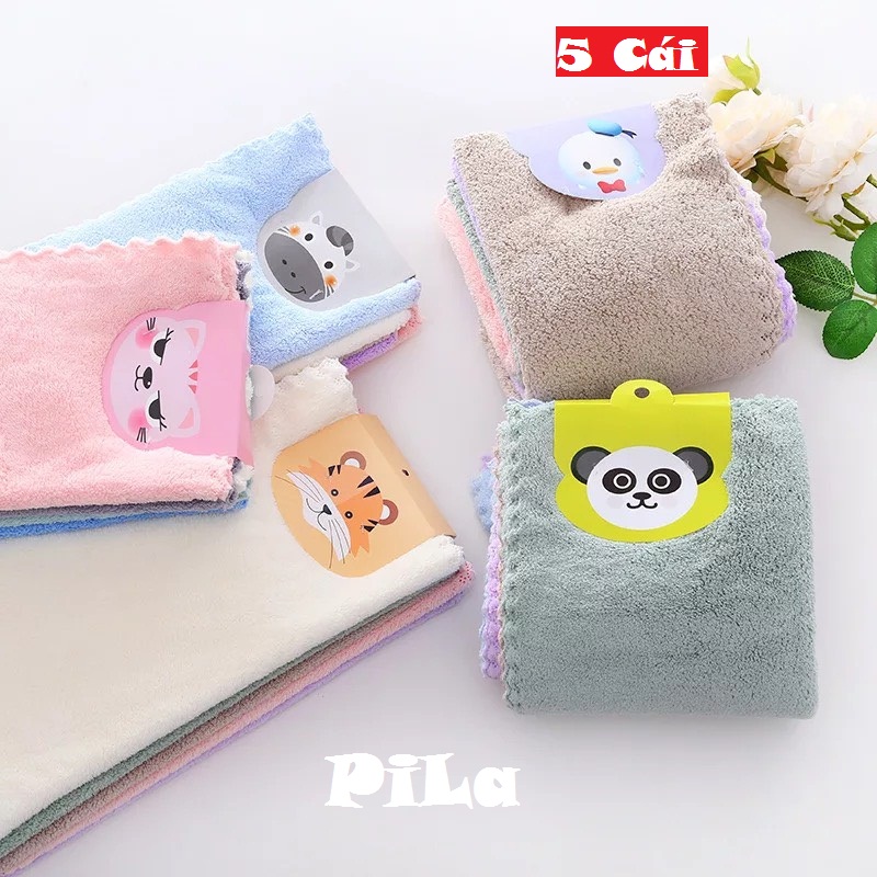 Combo 5 khăn vuông lông cừu siêu thấm rút nước