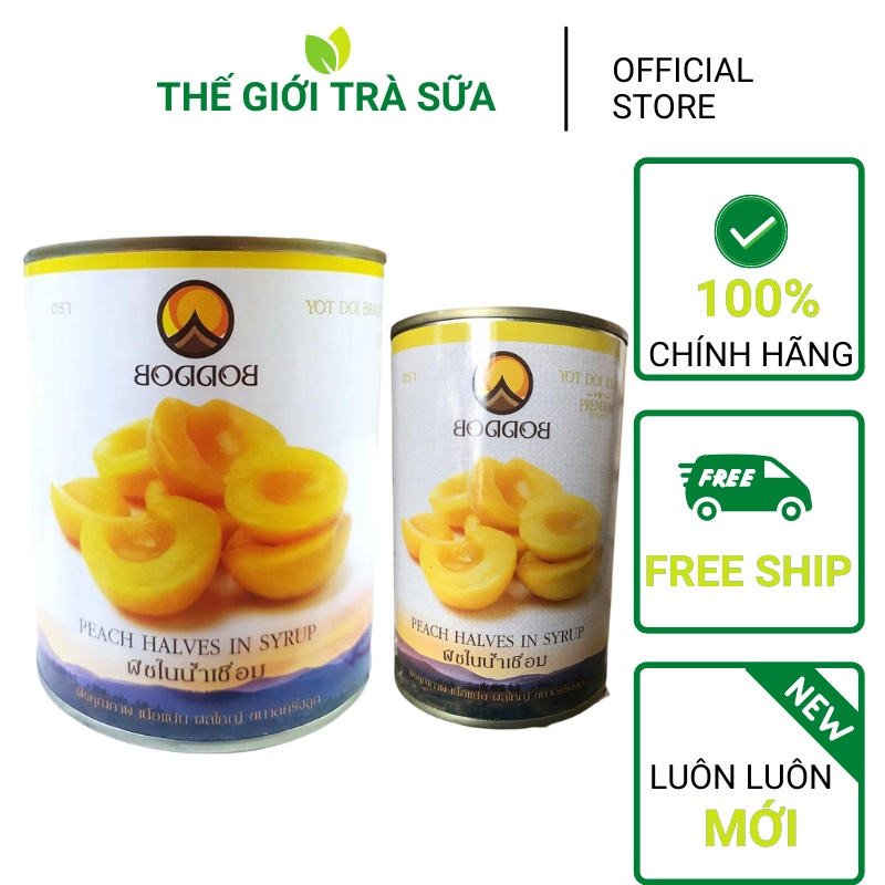 Đào lon ngâm Thái lan quả to giòn ngọt dùng để pha trà đào Chính hãng - đào hộp đào hủ đào ngâm