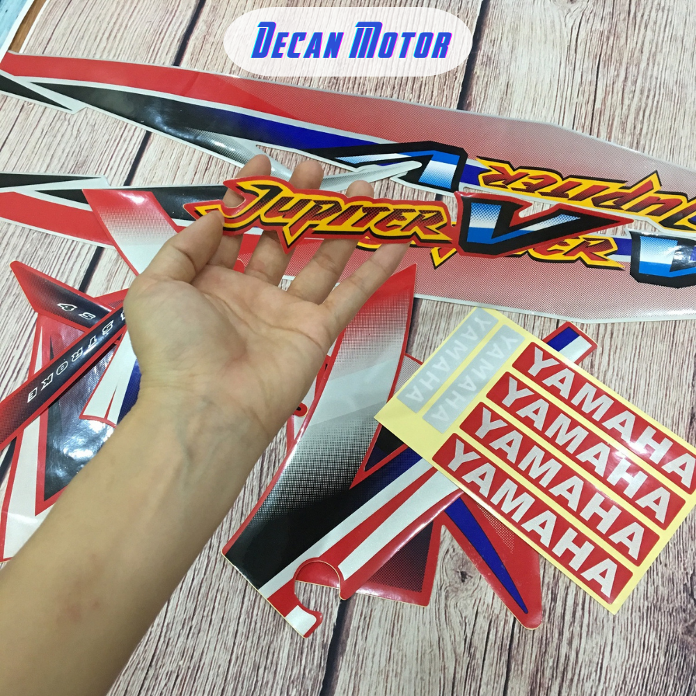Tem dán xe máy Jupiter V, màu đỏ, chất liệu keo dán 3M bền đẹp, không sợ bay màu