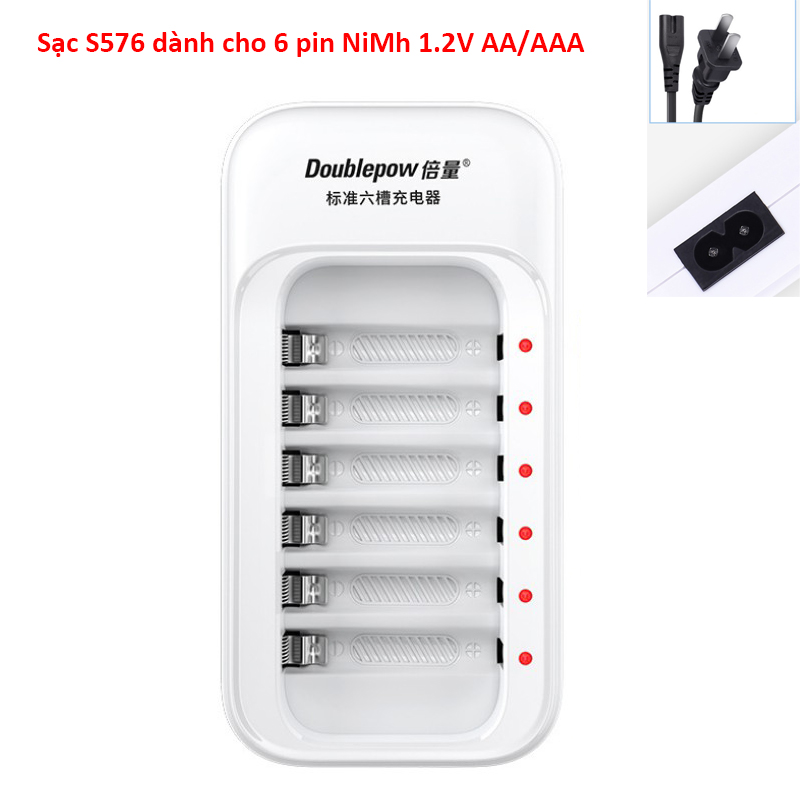 Bộ sạc s576 dùng sạc cho 6 viên pin sạc nimh 1.2v pin tiểu aa hoặc aaa