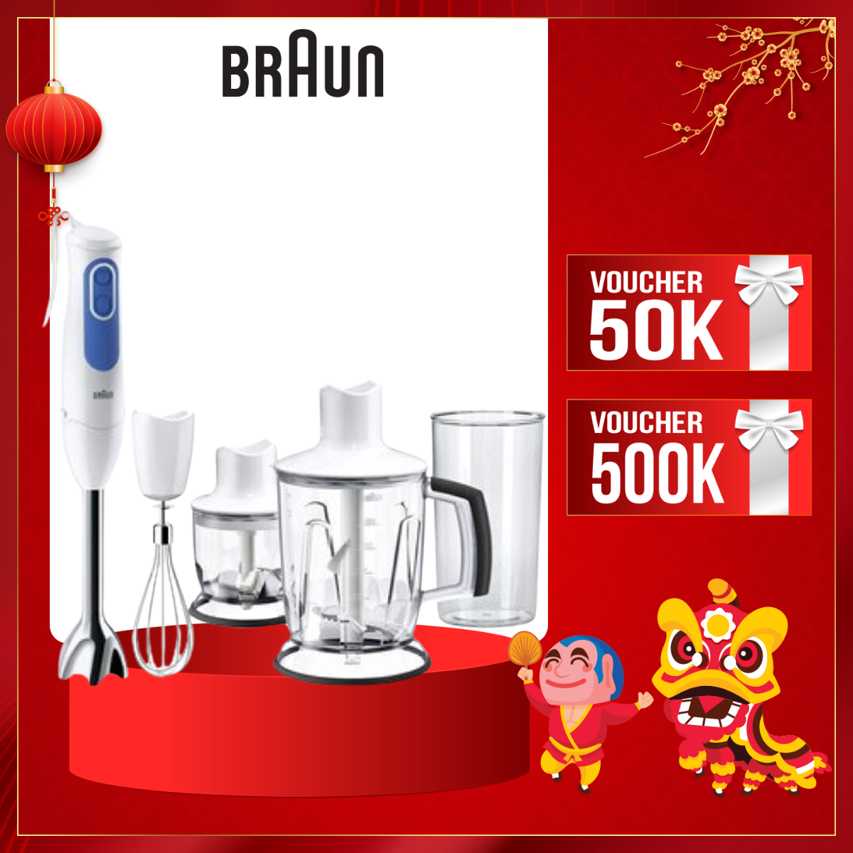 Máy xay cầm tay Braun MQ3045 Aperitive - Chất lượng Đức - Công suất 700W , gọn nhẹ dễ dàng thao tác, thiết kế đẹp sang trọng với nhiều phụ kiện kèm theo - Hàng chính hãng số 1 thế giới, bảo hành 24 tháng