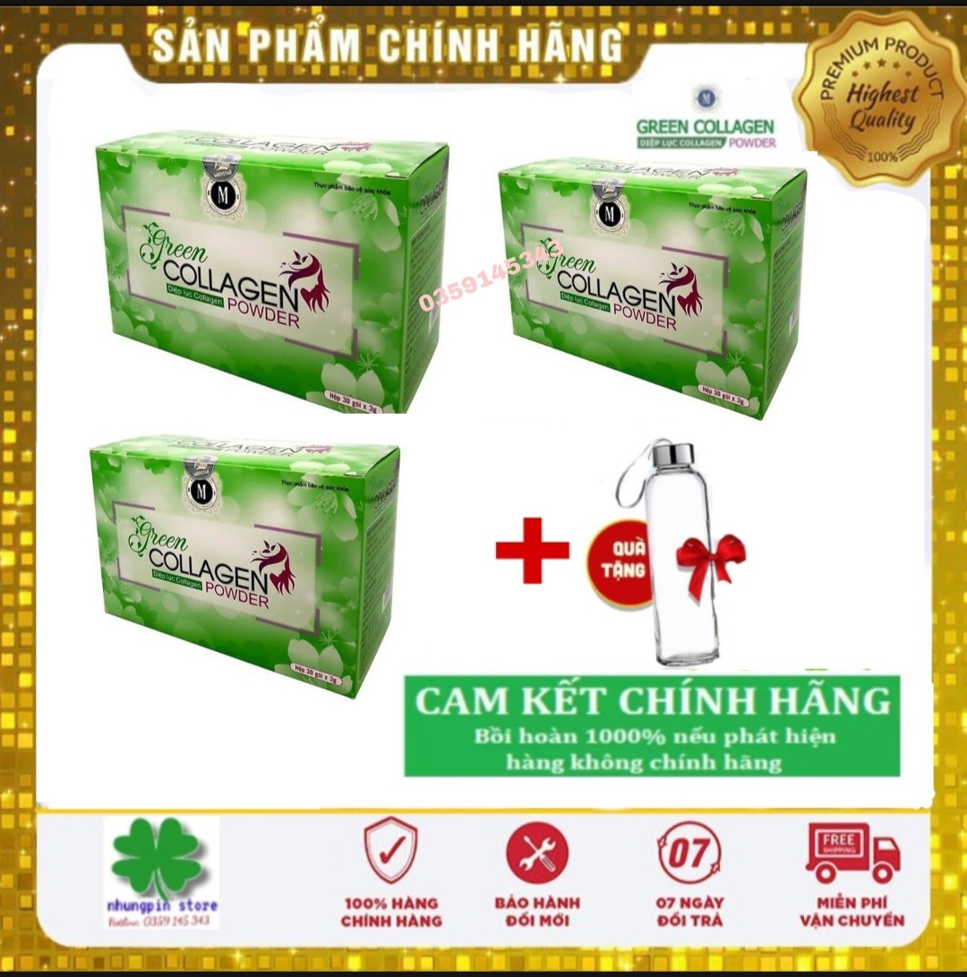 Diệp Lục Collagen - Combo 3 Hộp - Tặng kèm bình nước