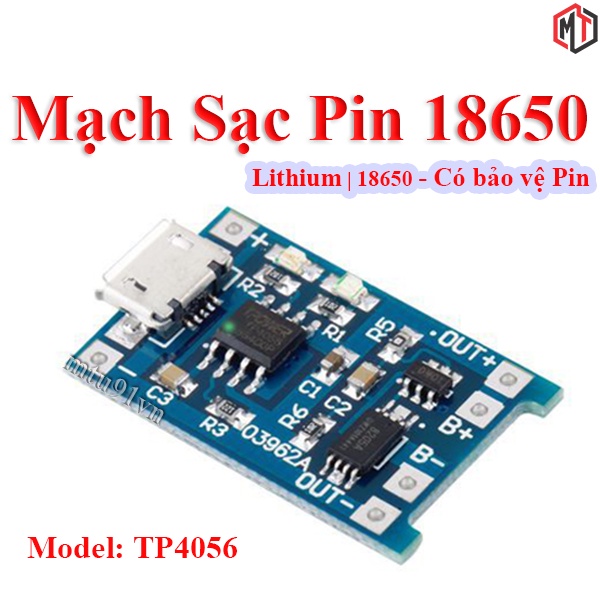 Mạch sạc pin lithium 1 viên - li-ion - 18650 tp4056 cổng microusb