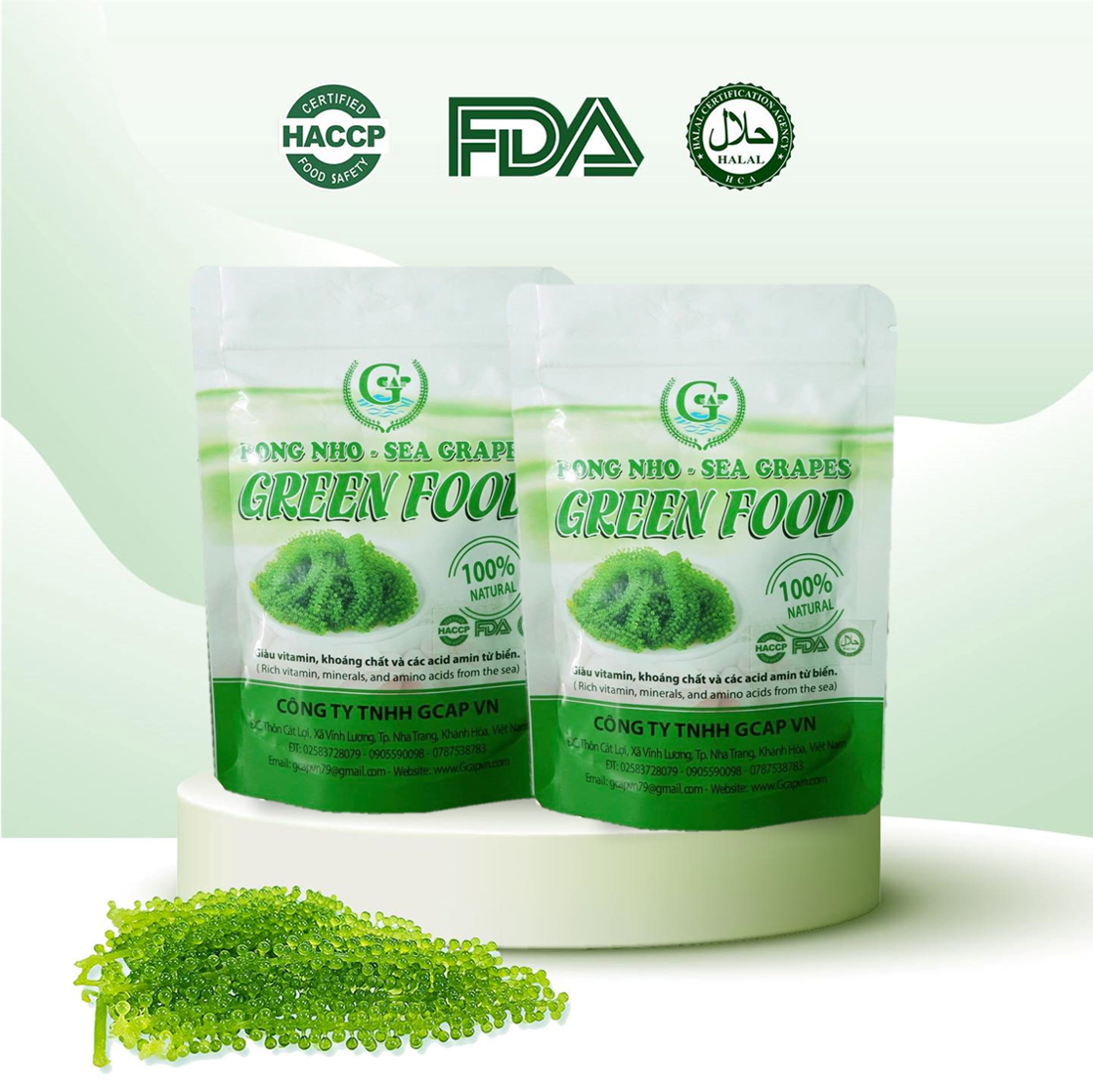 Rong nho tách nước dinh dưỡng (Sea Grapes) - 100g/túi zip