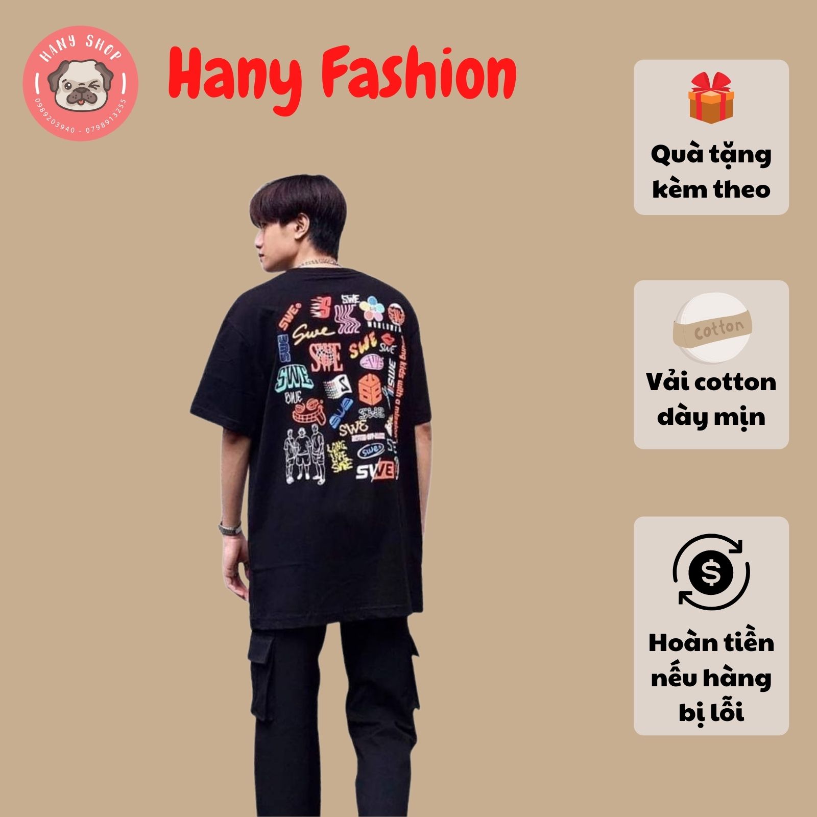 Áo thun SWE LOGOS TEE full tag mác form rộng tay lỡ mẫu mới 2020  || Hany Shop