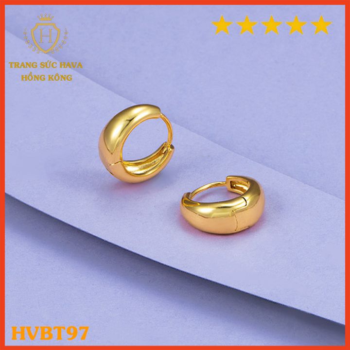 1 Đôi Bông Tai Nữ Titan, Khuyên Tai Nữ Cổ Điển Dáng Bám Sát Xi Mạ Vàng 24k Cao Cấp - Trang Sức Hava Phong Cách Thời Cá Tính Trẻ Trung