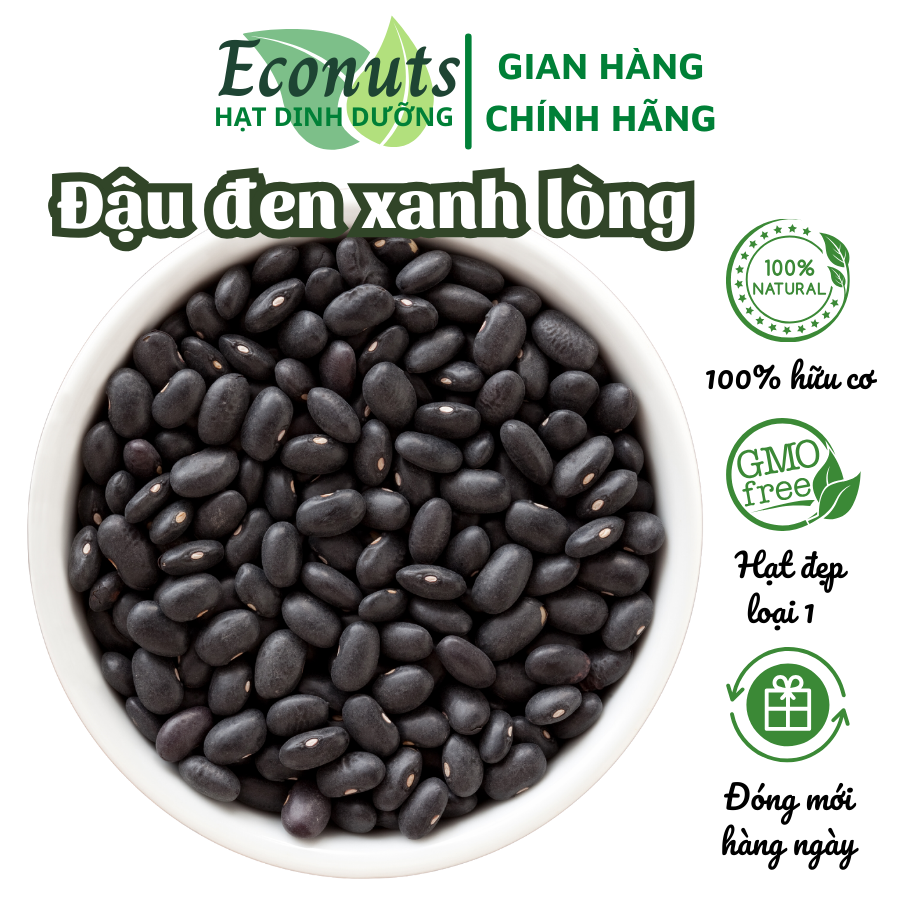 Đỗ đen xanh lòng Econuts bở, sạch, đậu đen quê giống thuần chủng, không chất bảo quản, hút chân không cẩn thận