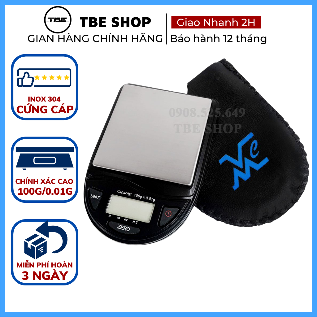 Cân Tiểu Ly Điện Tử 100g 0.01 VMC Chính Hãng Có Đơn Vị Cân Vàng tl.t Với Độ Chính Xác Cao ( Bảo Hành 1 Năm )