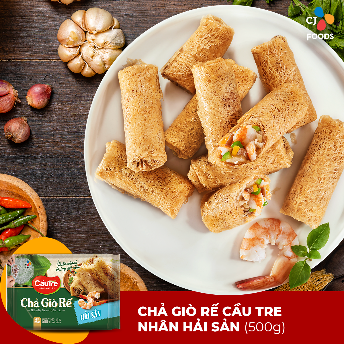 [HCM & HN] Chả giò rế Cầu Tre 500g (nhân Chay/ nhân Hải sản)