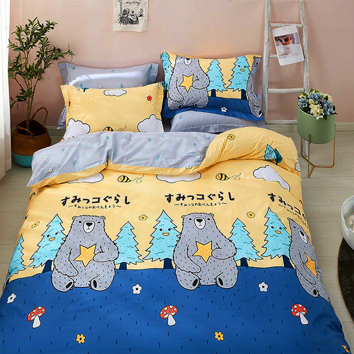 Bộ ga gối 3 món họa tiết dễ thương trải giường set 3 món ga gối cotton siêu đẹp siêu rẻ