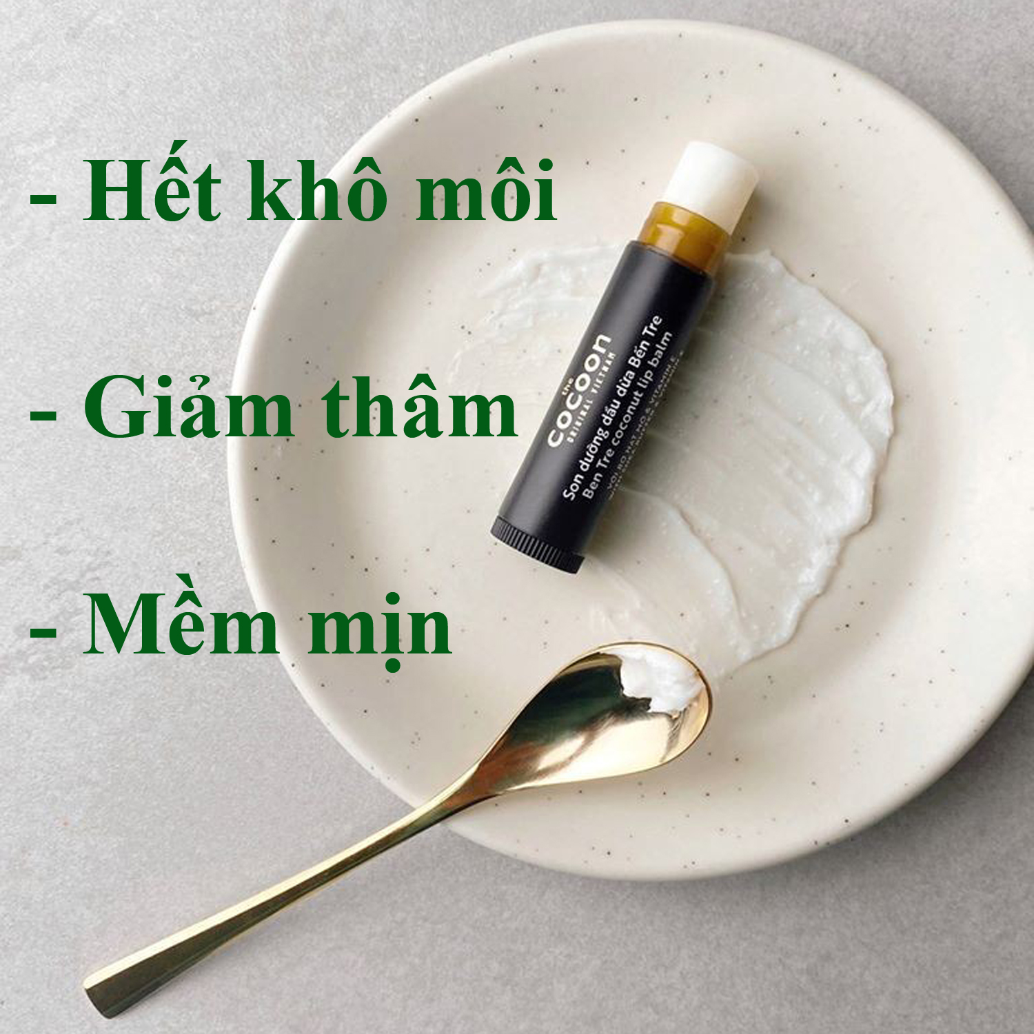 Son dưỡng môi giảm thâm dầu dừa bến tre Cocoon 5g loại bỏ da chết cho môi hồng hào và mềm mịn hơn
