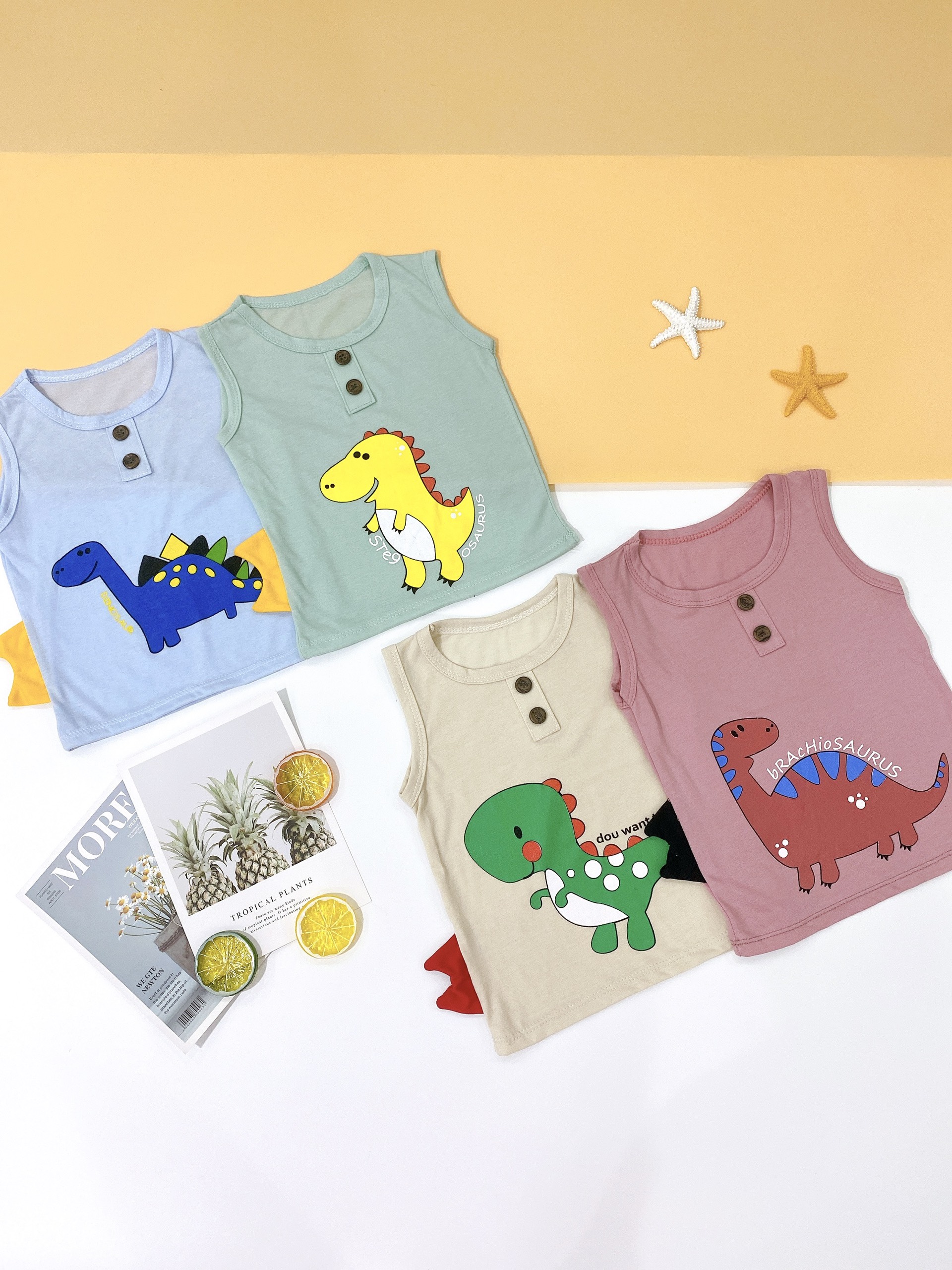 [HCM][MẪU MỚI] ÁO BA LỖ KHỦNG LONG 2 CÚC CHO SIÊU CUTE BÉ TRAI VÀ GÁI 8-18KG. KISS PLAZA