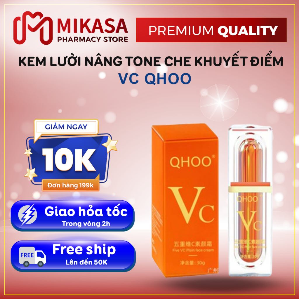 Kem Lười Make Up Vc QHOO - Kem Lười VC Nâng Tông Đều Màu Da, Che Khuyết Điểm, Lỗ Chân Lông To, Không Khô Da Và Lộ V