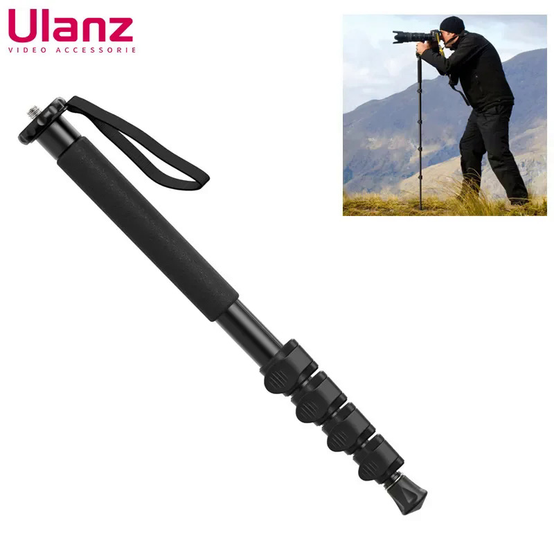 Ulanzi TB12 nhôm MONOPOD TRIPOD đứng cho máy ảnh DSLR Sony xách tay Trọng lượng nhẹ 5 phần mở rộng leo núi cực chân máy