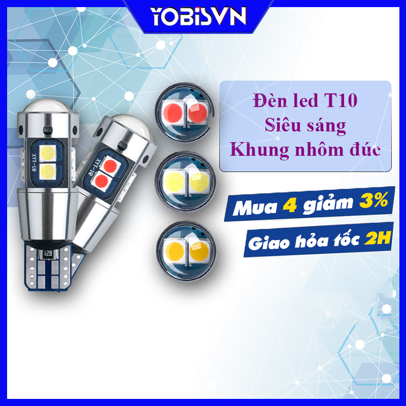 Bóng đèn led t10 chip cree điện áp 12v demi, xi nhan xe máy, ô tô