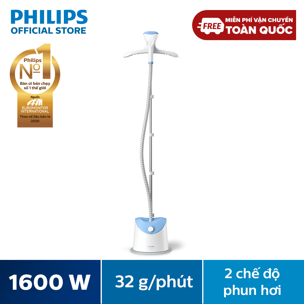Bàn Ủi Hơi Nước Philips Dạng Đứng GC482/29 1350- 1600W(Xanh Dương)-Hàng Phân Phối Chính Hãng, Bảo Hành 24 Tháng