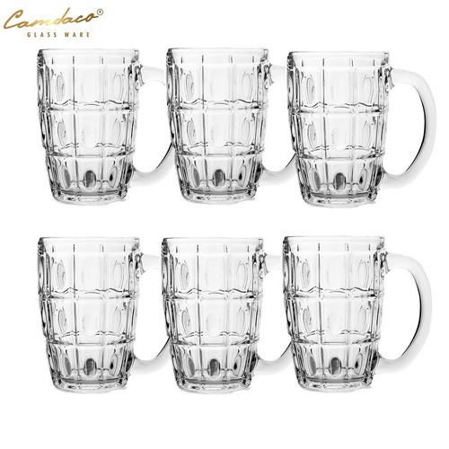 BỘ 6 LY THỦY TINH UỐNG BIA CÓ QUAI 375ML
