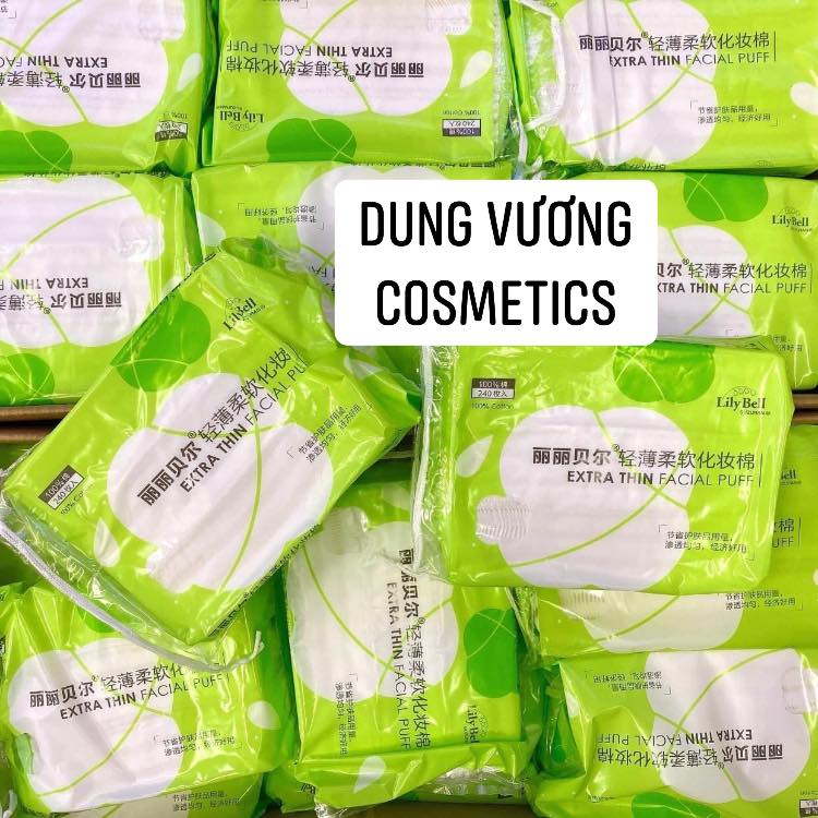 Bông tẩy trang lily bell vỏ xanh extra thin 240 miếng