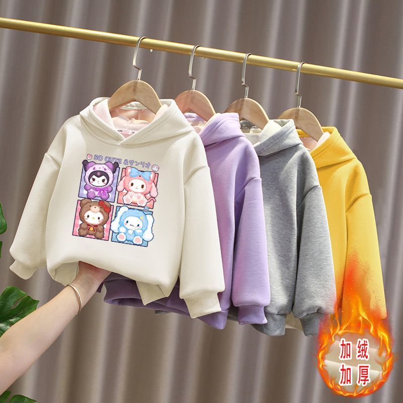 Dễ Thương Sanrioed Trẻ Em Của Hoodies Phim Hoạt Hình Giai Điệu Cinnamorol Kuromi Áo Mùa Thu Mùa Đông Sang Trọng Ấm Áp Áo Thun Trẻ Em Quần Áo Quà Tặng