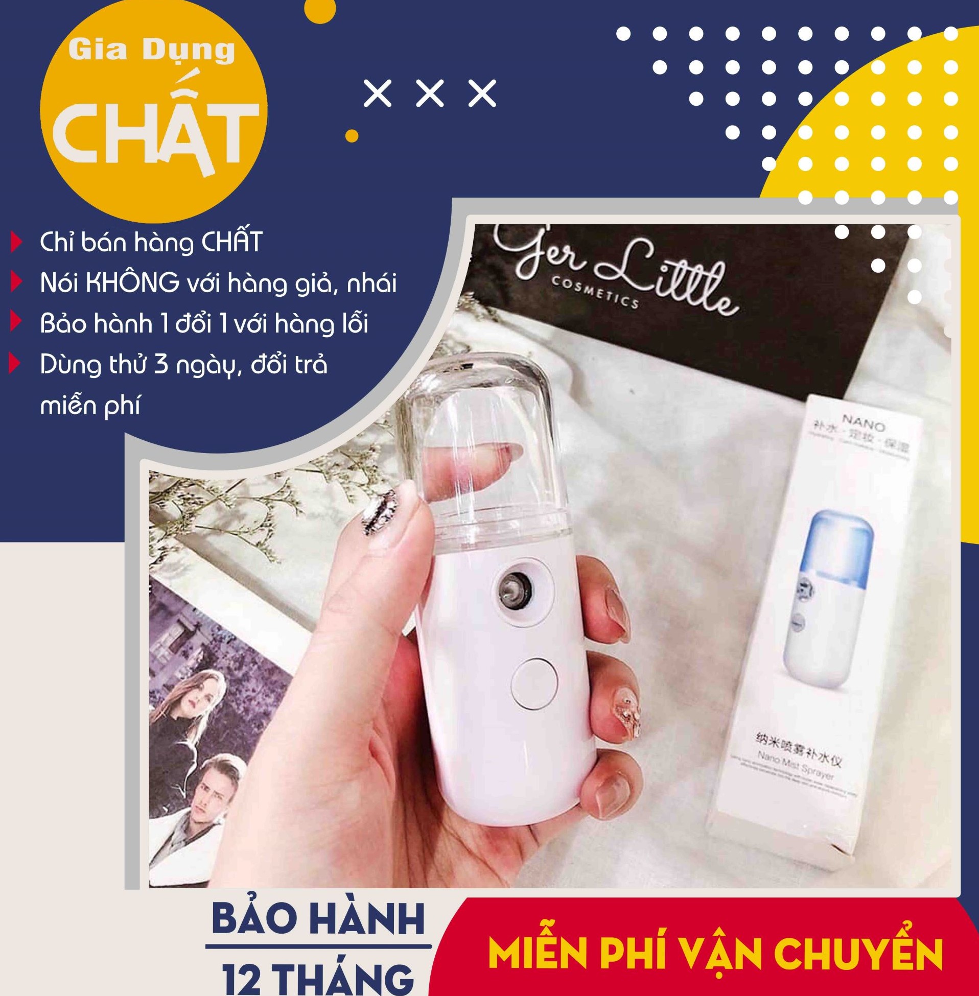 Máy xông mặt phun sương nano đa năng tích điện cầm tay ( BH 6 tháng )