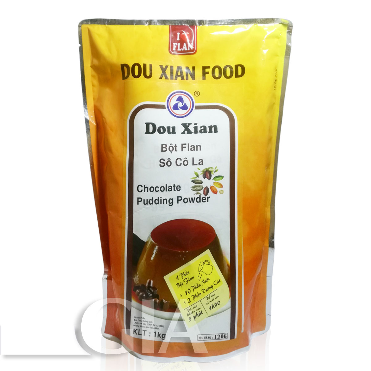 Bột Pudding hương socola Hàng Huy (mẫu mới Douxian) gói 1kg Pudding trà sữa, topping, flan