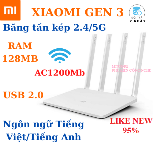 [BẢO HÀNH 12T] Bộ Phát Wifi Xiaomi Gen 3 băng tần kép AC1200Mb giao diện Tiếng Việt/Tiếng Anh LIKE NEW 95% sóng xuyên tường, Bộ kích sóng wifi, thu phát sóng wifi, cục kích wifi, cục hút wifi, router wifi xiaomi, wifi xiaomi