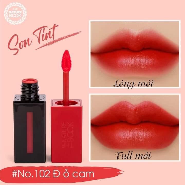 [XẢ HÀNG]Son Tint [Son Nước] Đỏ Cam The Nature Book Hàn Quốc Không chì bền màu lâu trôi 102