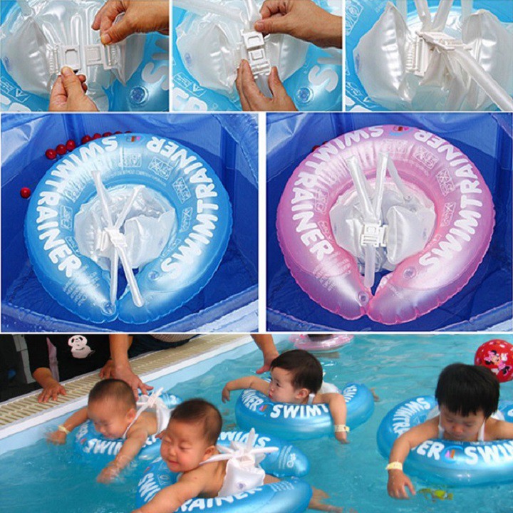 Phao nách tập bơi có đai an toàn chống lật cho bé (loại có hộp)- Phao cổ tập bơi chống lật có chuông cho trẻ từ Sơ sinh từ 1 - 3 tuổi bể bơi hồ bơi phao bơi áo phao bơi