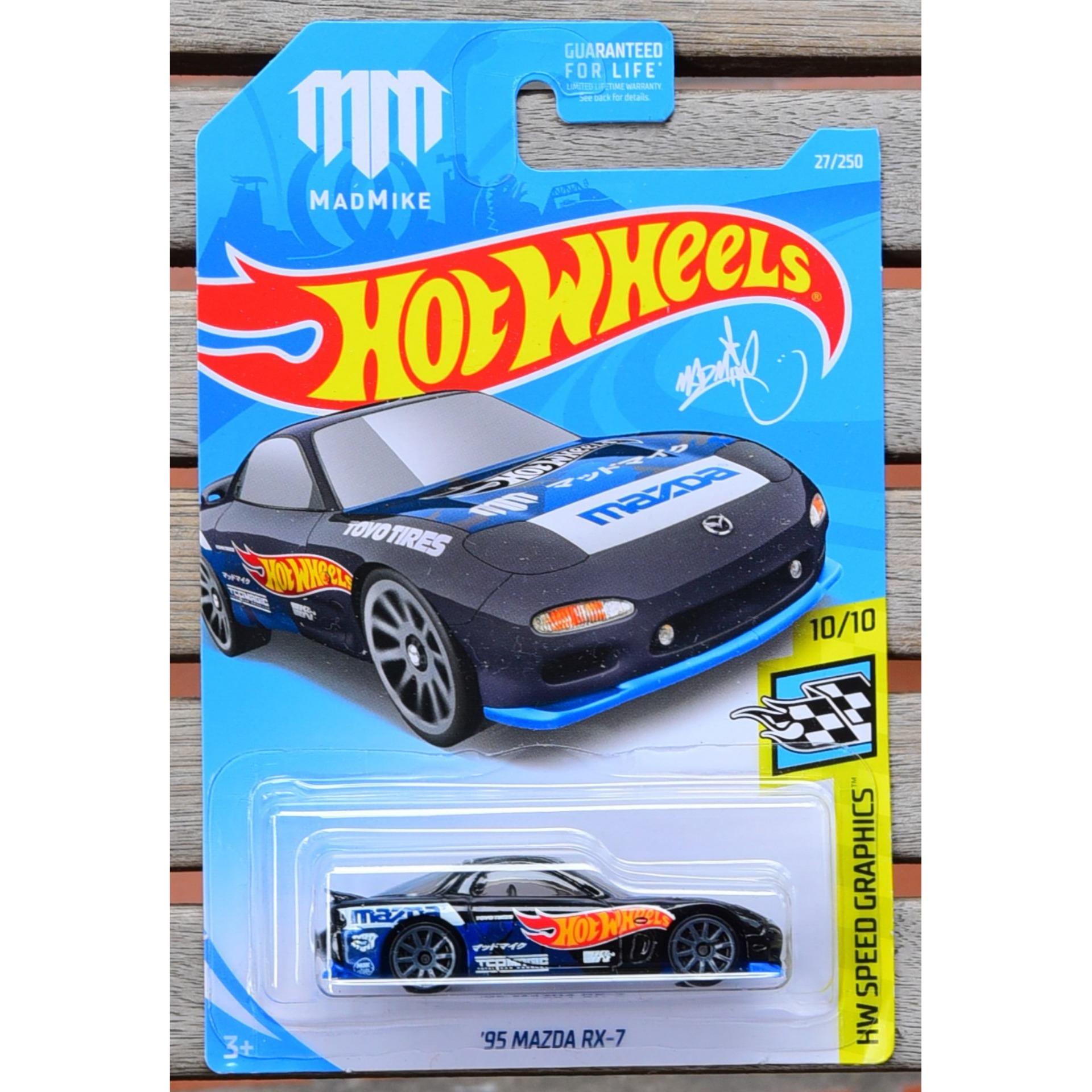 Xe ô tô mô hình tỉ lệ 1:64 Hot Wheels '95 Mazda RX-7 Mad Mike 27/250 ( màu xanh đen )