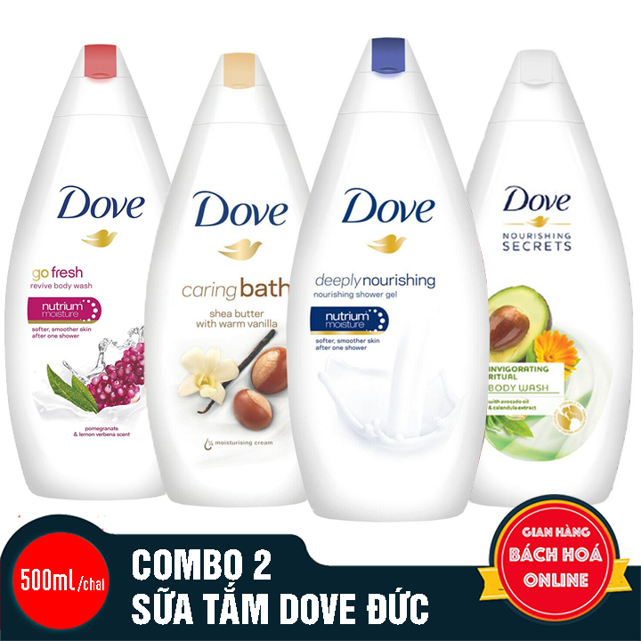 2 chai Sữa tắm DOVE nhập khẩu từ ĐỨC - 500ml/chai