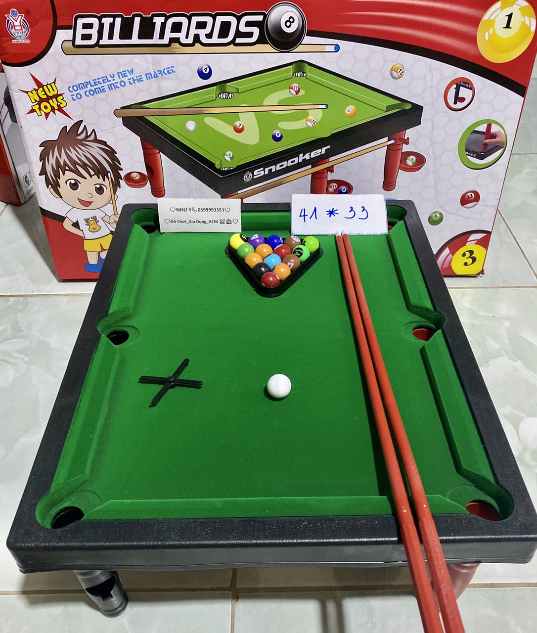 Bàn bi a mini giá rẻ [FREE SHIP] bàn bida mini cho trẻ em vận động, mặt bàn bi a bằng nỉ không bong có 10 bi đánh số