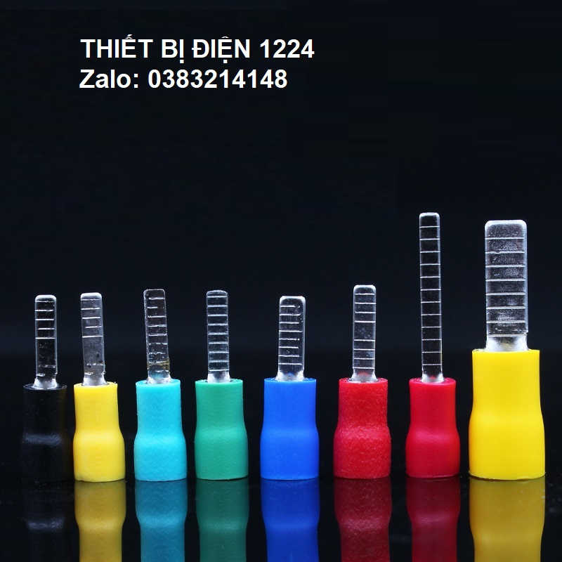 Đầu cos pin dẹp DBV 2-14 100cái/1000 cái 💥VIP💥 đầu cosse kim dẹt bọc phủ nhựa, đầu cốt bấm nối dây điện 1.5mm đến 2.5mm