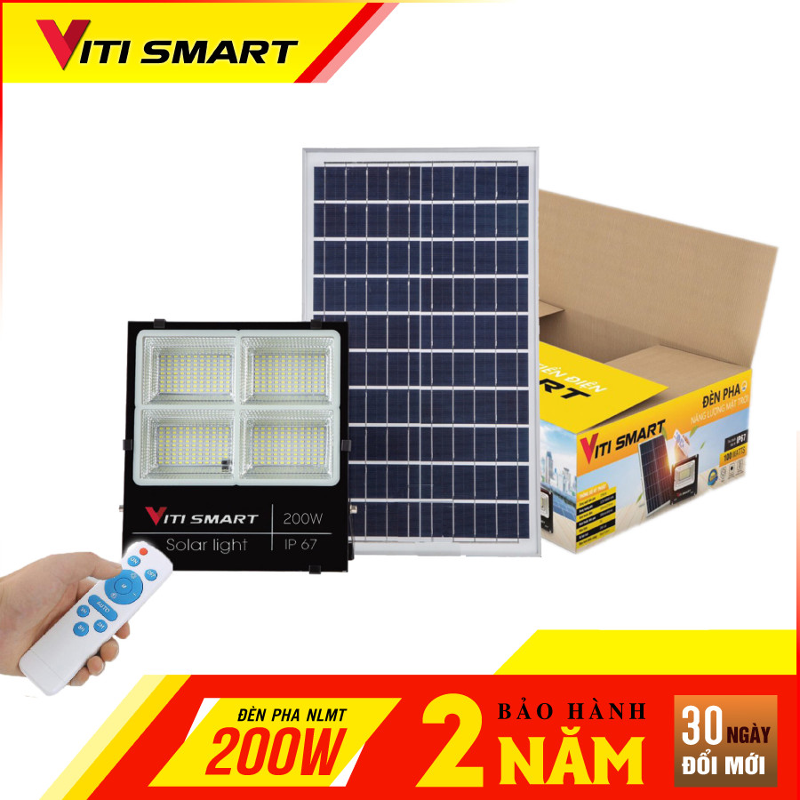 Đèn PHA năng lượng mặt trời công suất 200w Đèn Pha LED chiếu sáng sân vườn ,den nang luong mat troi 200w, Bảo hành 2 năm