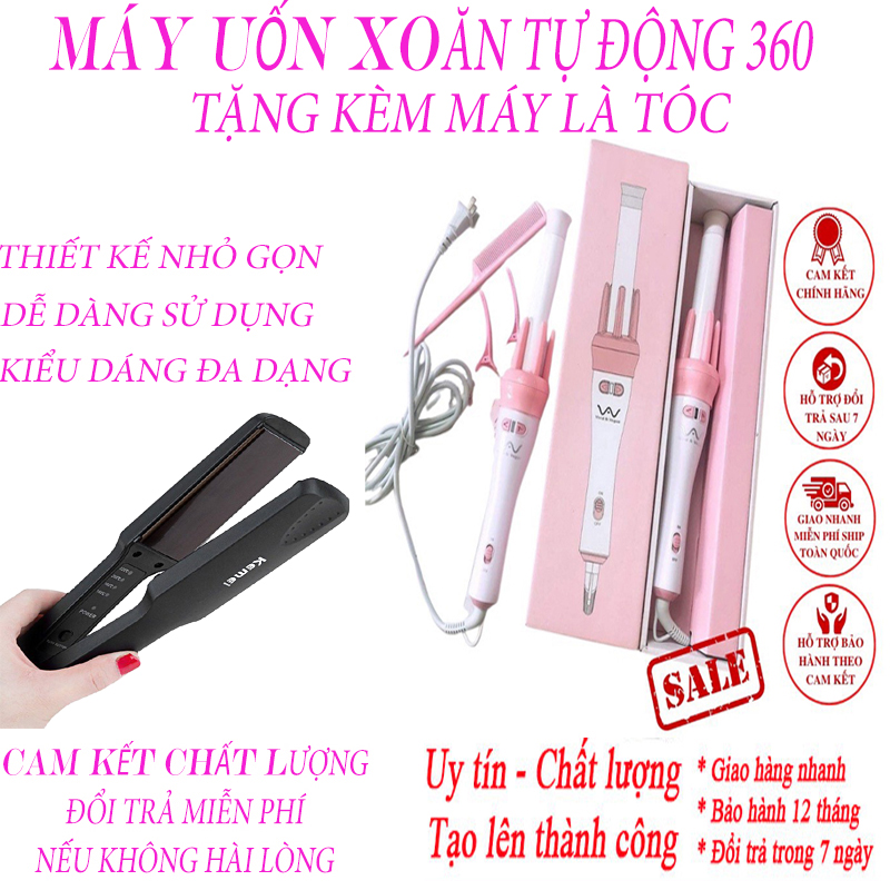 Máy uốn tóc xoăn xoay tự động 360 - - gậy uốn xoăn tóc, máy uốn tóc đa năng, máy xoăn giả, máy xoăn sóng cao cấp - center shop