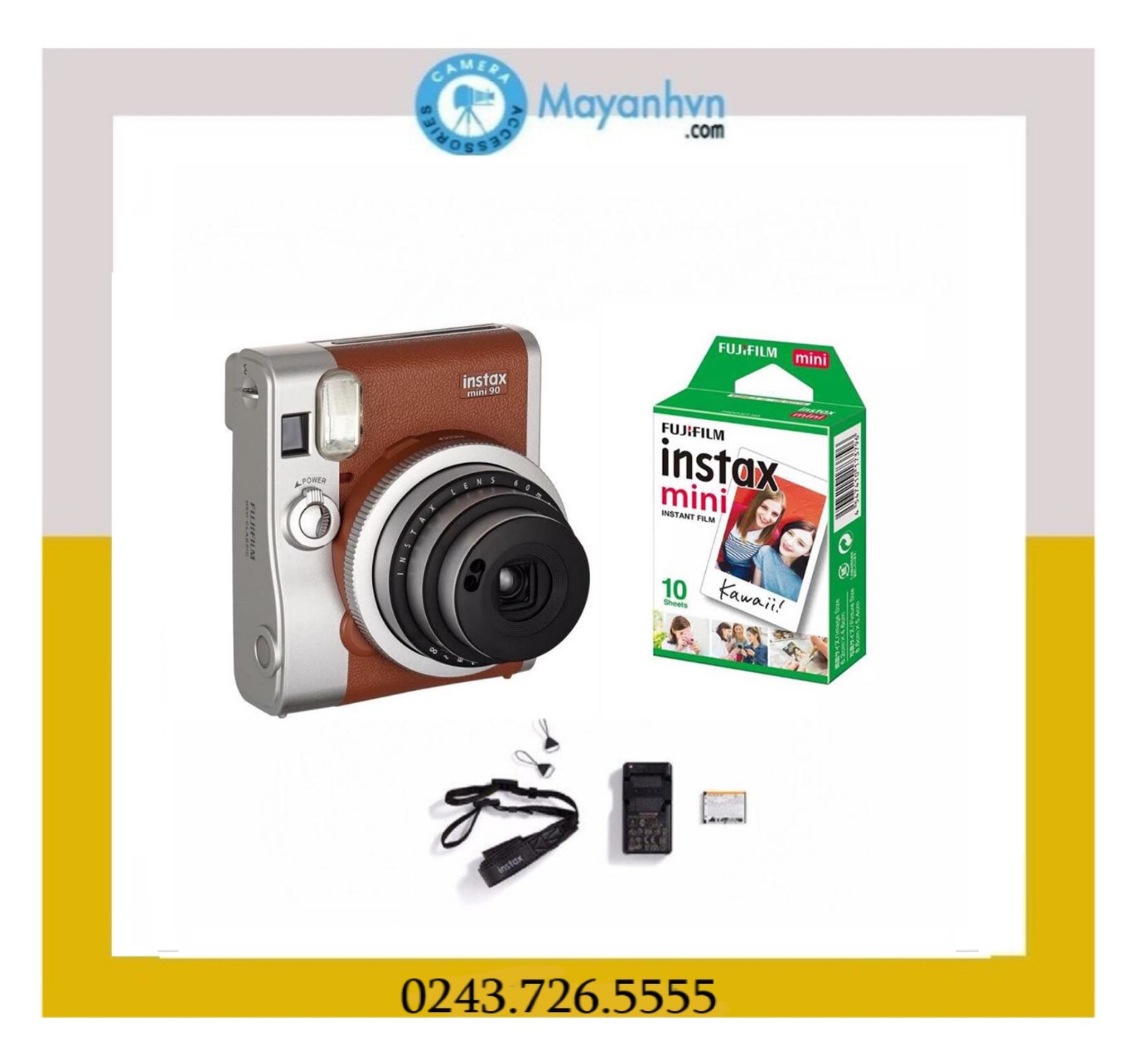 Bộ Máy ảnh chụp lấy liền Fujifilm Instax Mini 90 và Giấy in cho máy ảnh Fujifilm Instax Mini