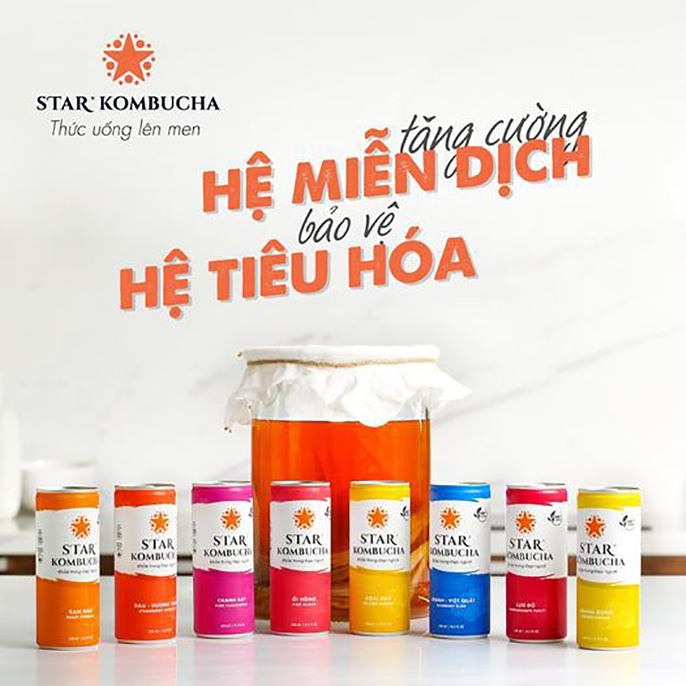 (Date 2025)Thùng 12 lon mix vị Star Kombucha nước trái cây lên men