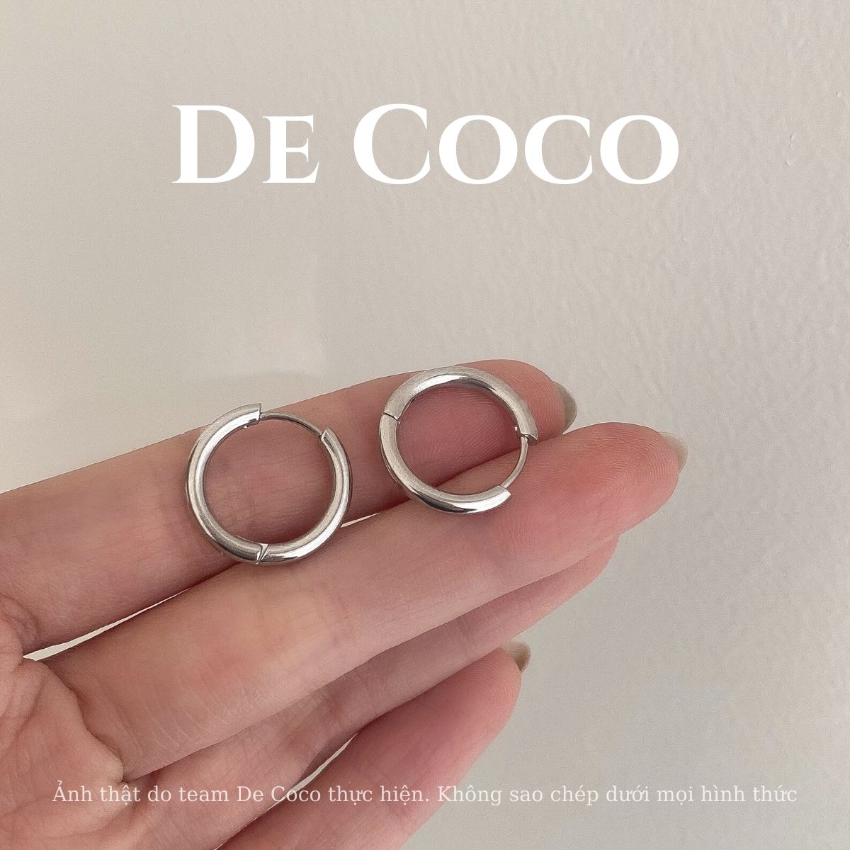 Khuyên tai thép y tế, bông tai tròn Roll De Coco