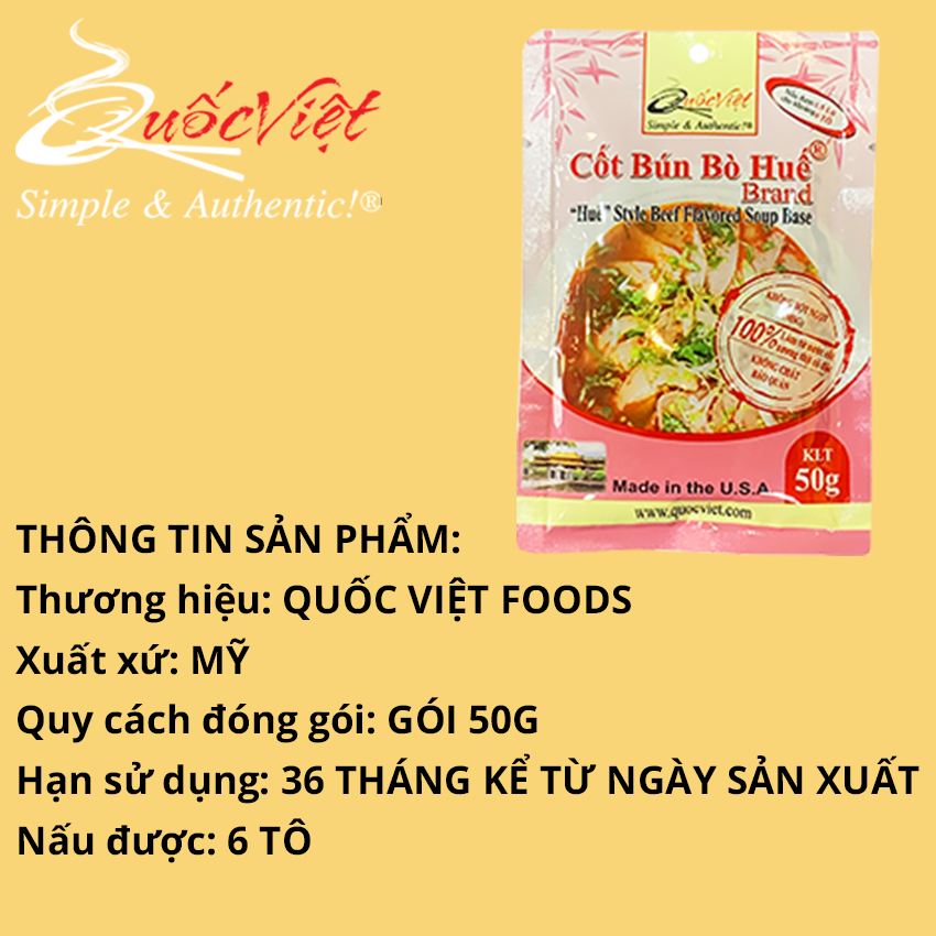 Gia vị nấu bún bò Huế chuẩn vị Cốt Quốc Việt 50g