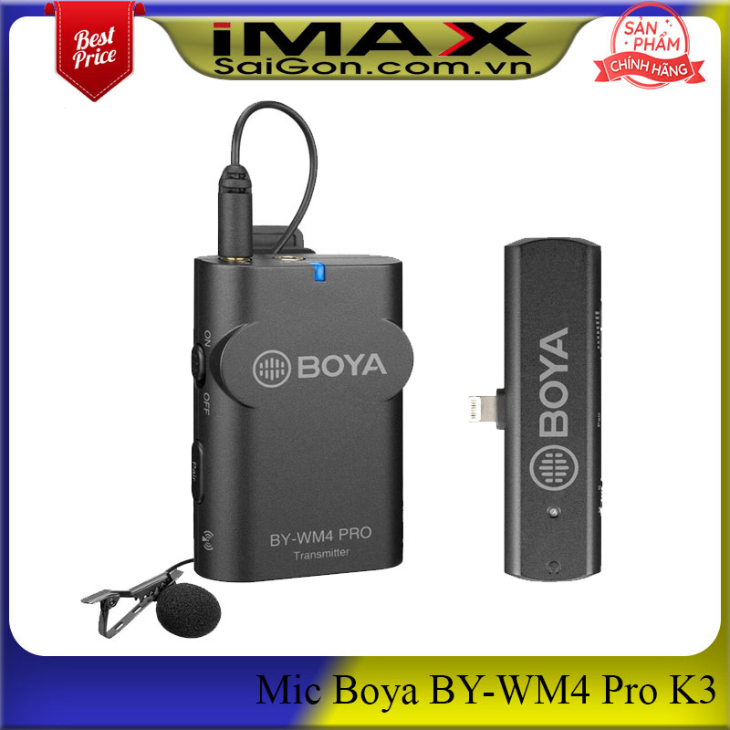 Micro thu âm không dây Boya BY-WM4 Pro K3, cổng lightning -Hàng chính hãng