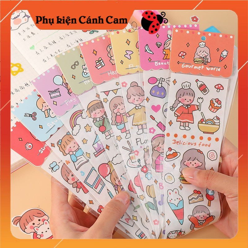 Sticker Washi Tấm Dài DIY Bé Gạo Đáng Yêu - Phụ kiện Cánh Cam