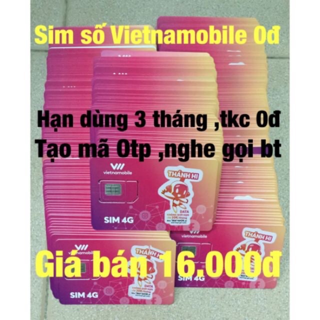 Sim số Vietnamobile tkc 0đ tạo tài khoản