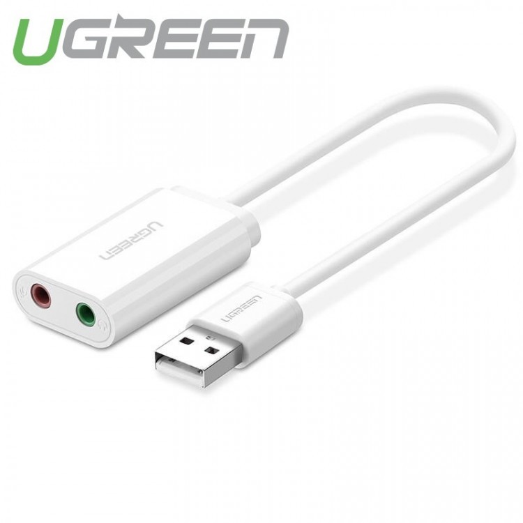 Cáp Chuyển Usb Ra Sound Ugreen 30143 (Jack 3.5Mm Headphone Và Microphone) Cao Cấp - Hàng  Bảo Hành 18 Tháng.