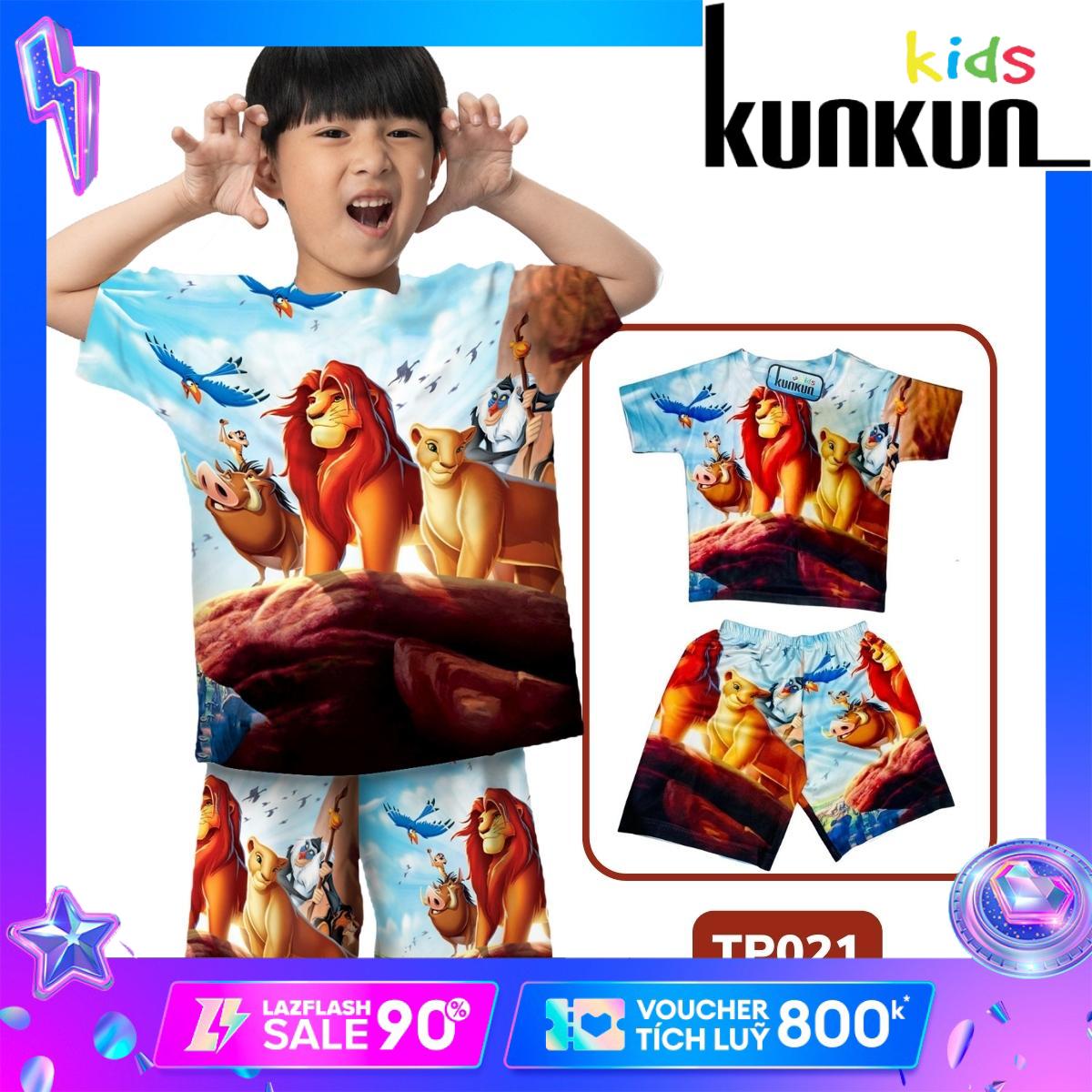 Quần áo bé trai Thun lạnh size đại cho bé từ 10kg-60kg In 3D Hình Vua Sư Tử TP021