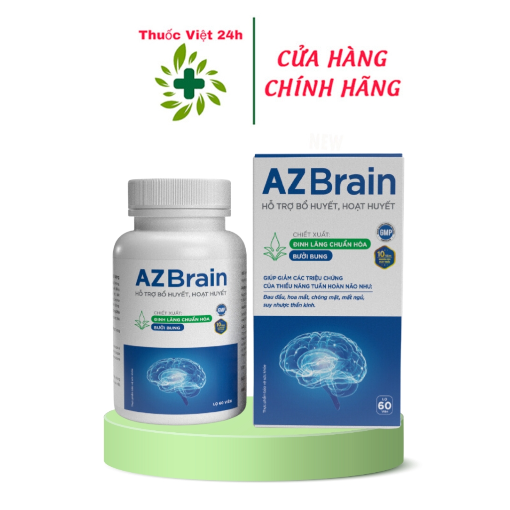 AZ Brain - Hỗ Trợ Bổ Huyết, Hoạt Huyết - Hộp 60 Viên - ThuocViet24h