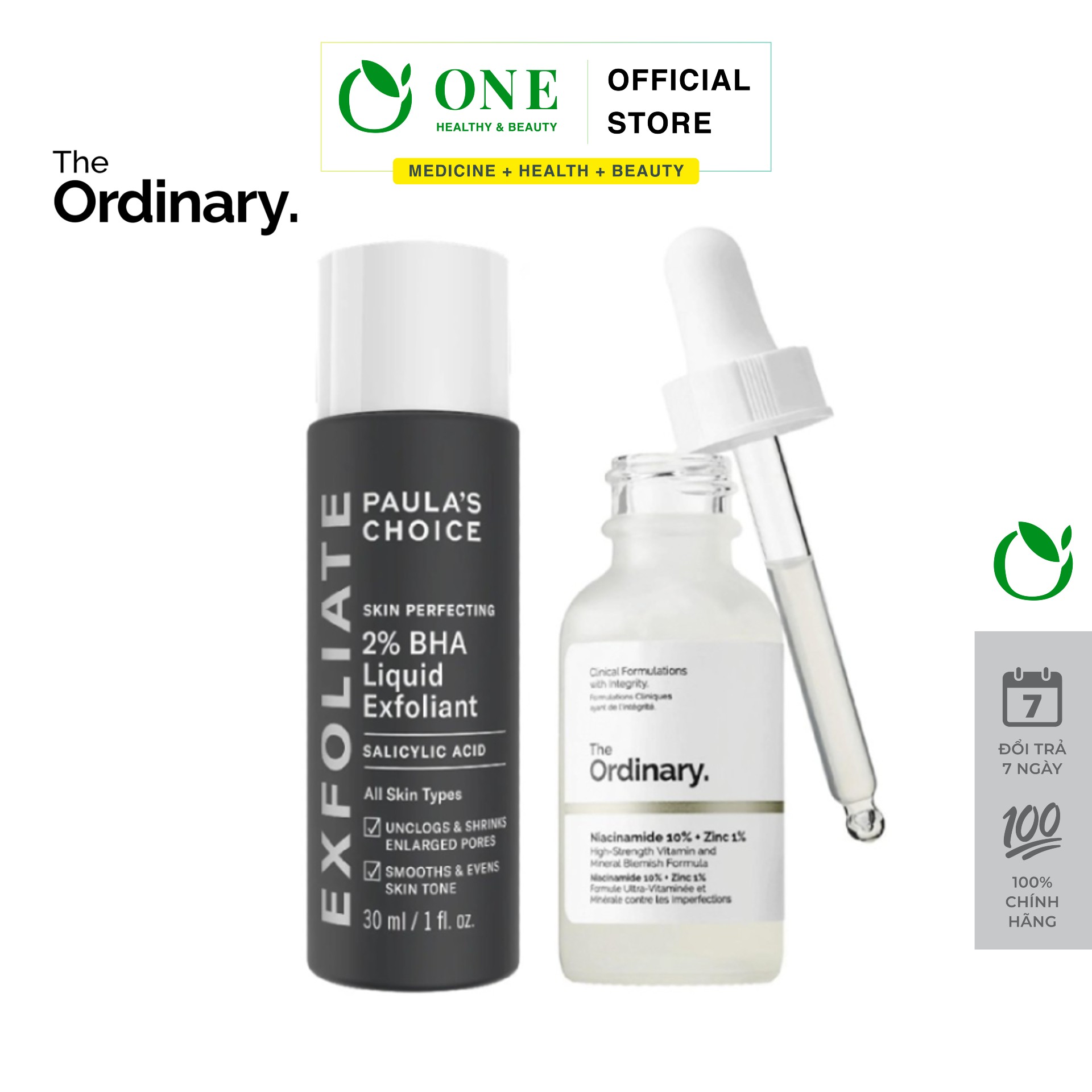 Combo the ordinary niacinamide 10% + zinc 1% 30ml + paula's choice bha 30ml