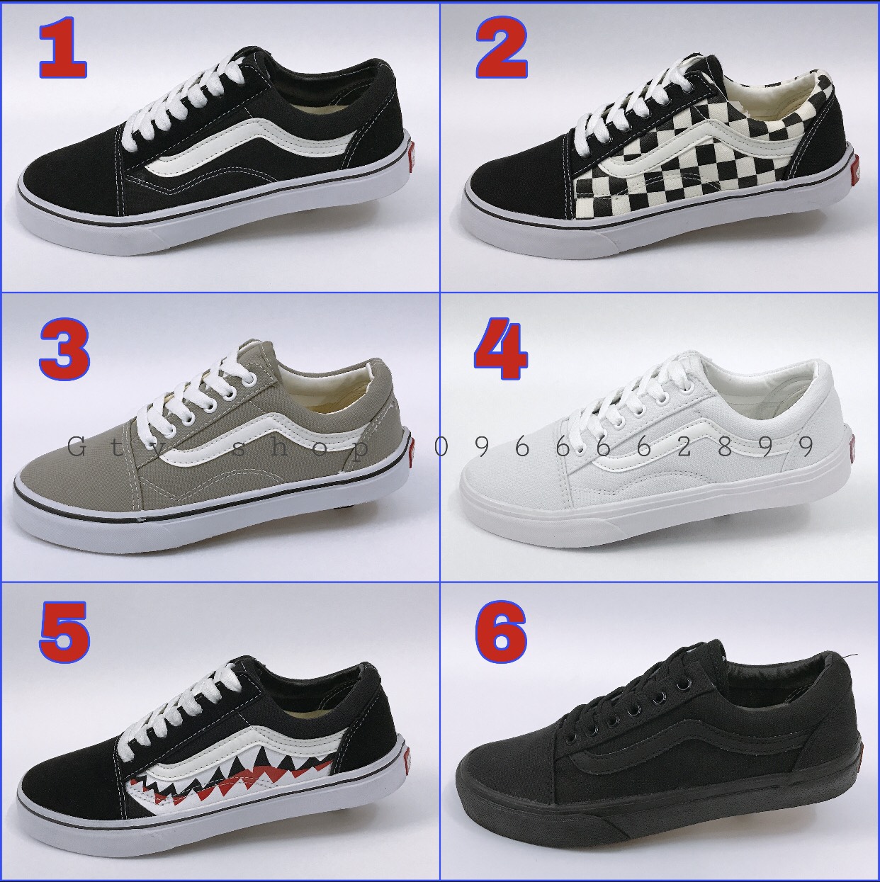 Tặng hộp, bill và dây giày - Giày thể thao nam nữ Vans old skool 6 mẫu, size 36-43.