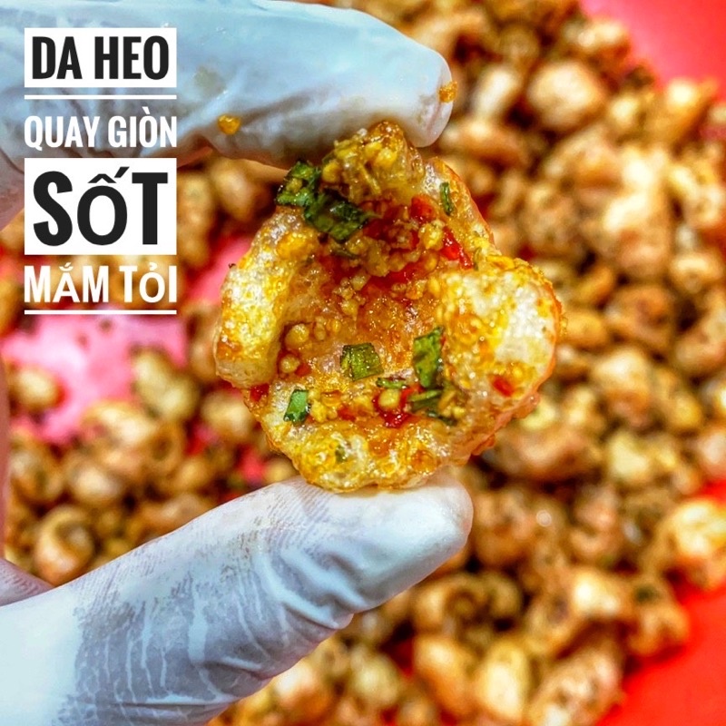 Da Heo Quay Giòn Sốt Mắm Tỏi Lon 180Gram  [Loại Đặc Biệt] Hàng ngon nhà làm