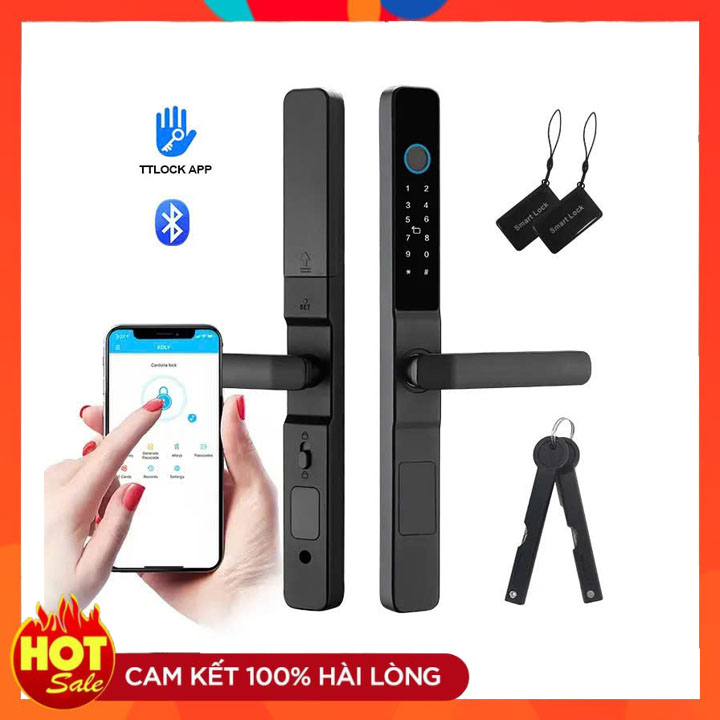  Khóa vân tay cửa nhôm kính xingfa dùng app TTlock 